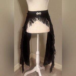 Black Fringe Chaps with Silver Accents